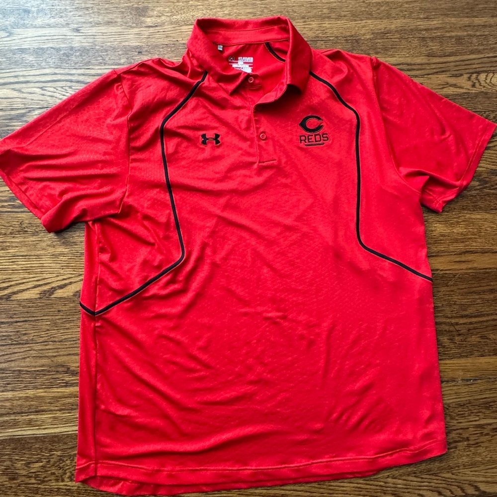 Under Armour Red Polo with Black Trim and Reds Logo